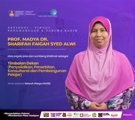 Setinggi Tinggi Penghargaan Prof Madya Dr Sharifah Faigah Syed Alwi