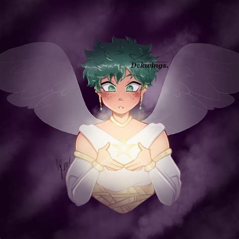 An Anime Character With Green Hair And Angel Wings On Her Chest In The