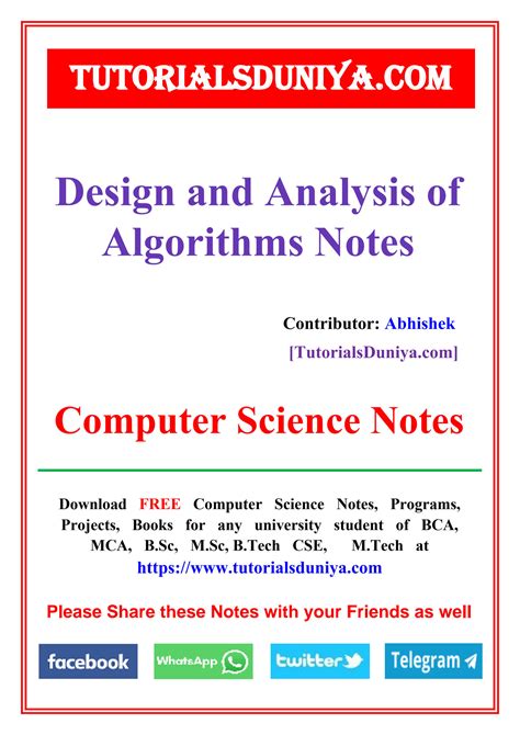 Solution Design And Analysis Of Algorithms Handwritten Notes Pdf