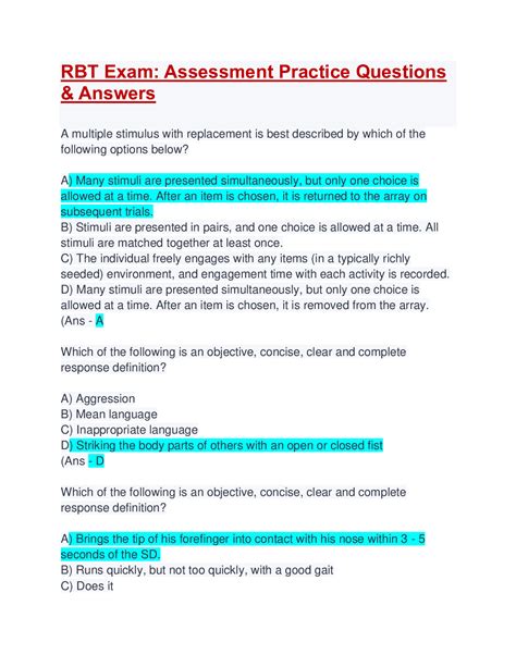 Pearson Rbt Exam Rbt Practice Exam Rbt Mock Exam Rbt Exam