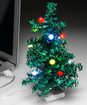 USB Mini LED Christmas Tree Tiny Tinsel Tree Powered By USB