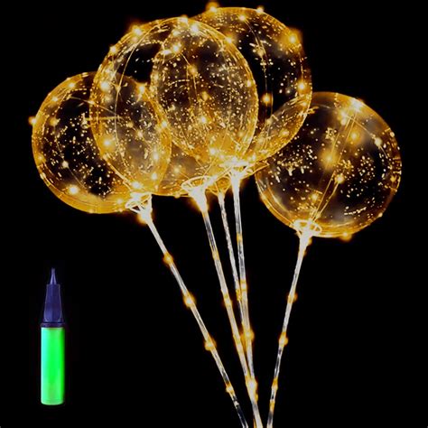 10 Pack Led Balloons Clear Light Up Balloons With Sticks