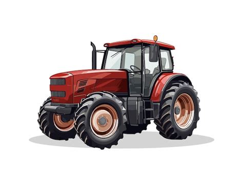 Tractor agrícola rojo aislado sobre fondo blanco Vector Premium