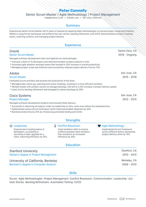 5 Senior Scrum Master Resume Examples And Guide For 2024