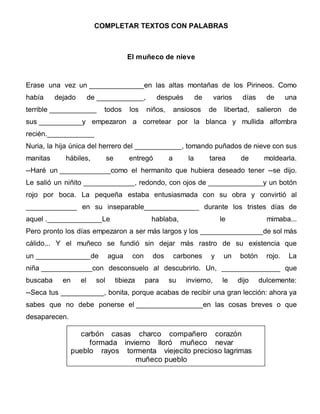 Completar Textos Con Palabras PDF