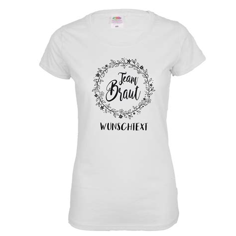 JGA Shirt Team Braut Blumenkranz Schwarz Personalisiert