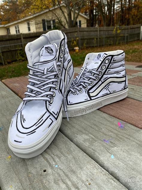 High Top White Cartoon Sk8 High Vans - Etsy | Custom sneakers diy ...