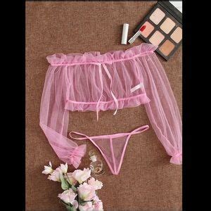 Intimates Sleepwear Sexy Pink Sheer Lingerie Set Medium Poshmark