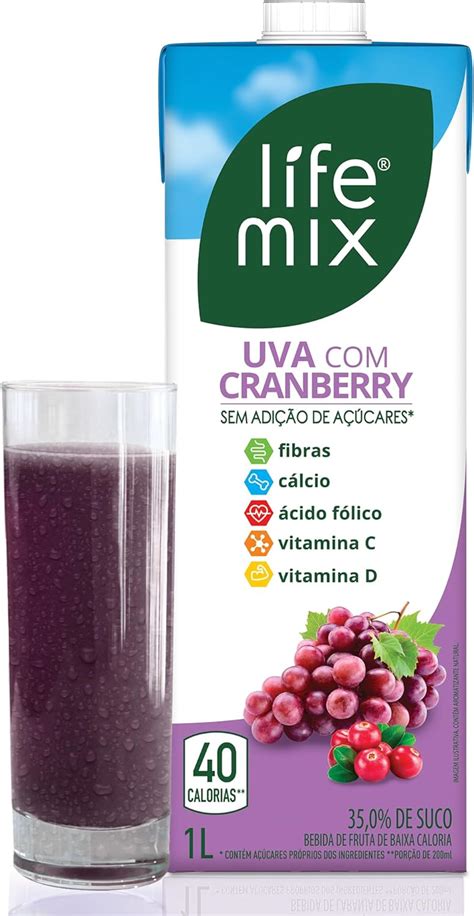 Life Mix Suco De Uva Cranberry Natural Baixa Caloria Sem