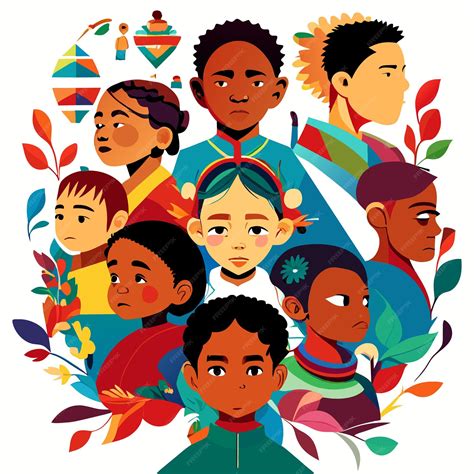 Ilustraciones Que Celebran La Diversidad Cultural Entre Los Niños Vector Premium