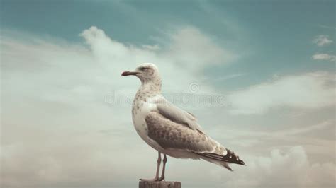 Close View of a White Seagull Bird Sitting on the Beach. Stock ...