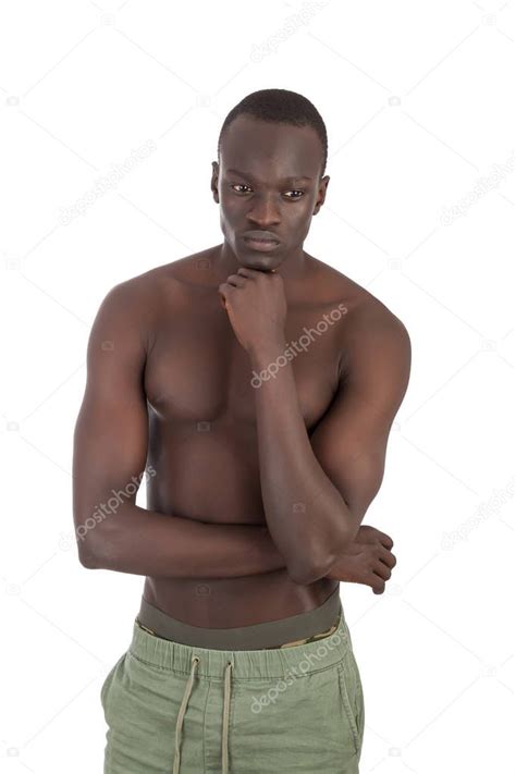 Joven Hombre Buff Sudan S Torso Desnudo En Pantalones Caqui Mirando A