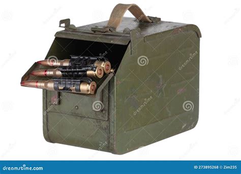 Ammo Box With Ammunition Belt And Mm Cartridges For Heavy Machine