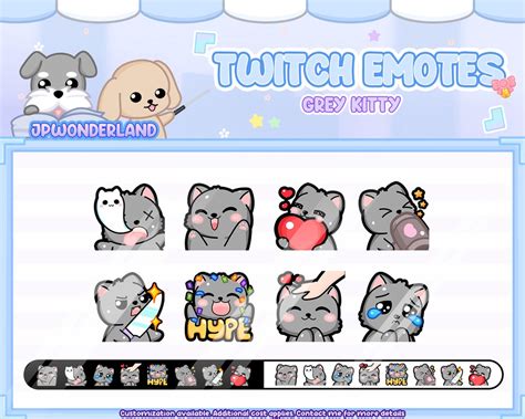 Grey Cat Kitty Twitch Emotes Twitch Overlay Stream Emote Discord Emotes Etsy