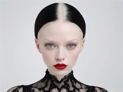 Premium Photo | An albino woman with porcelainwhite skin and black hair ...