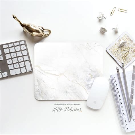 Mouse Pad Marble Mouse Pad White Marble Mouse Pad Office Mouse | Etsy