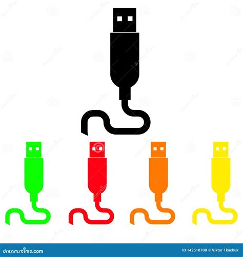 Set Of Colored Icons Plugsusb Connector Stock Vector Illustration Of