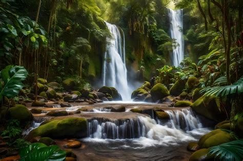 Premium AI Image | A waterfall in the jungle