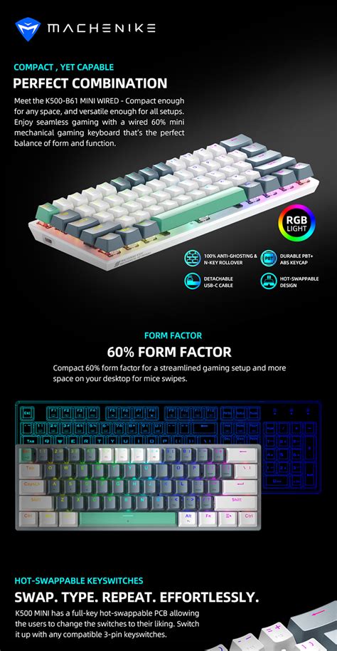 Machenike K500 Series Mechanical Keyboard 61 94 Keys Hot Swappable RGB Backlit Shopee Malaysia
