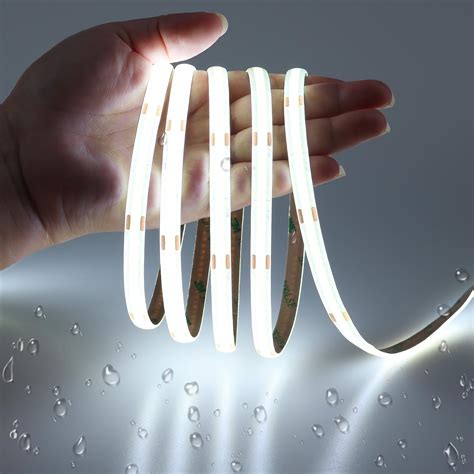 Joylit 12v Cob Led Strip Lights 6m Bright Cool White 6000k Ip65