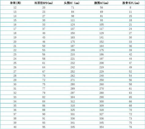 妊娠中晚期不同孕周胎儿双顶径股骨长标准值对照表 word文档在线阅读与下载 无忧文档