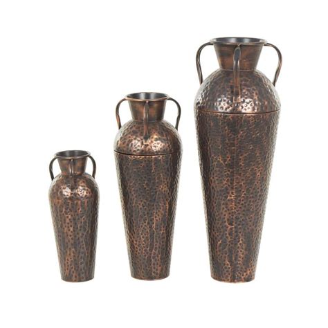 Litton Lane Copper Tall Floor Weathered Amphora Metal Decorative Vase