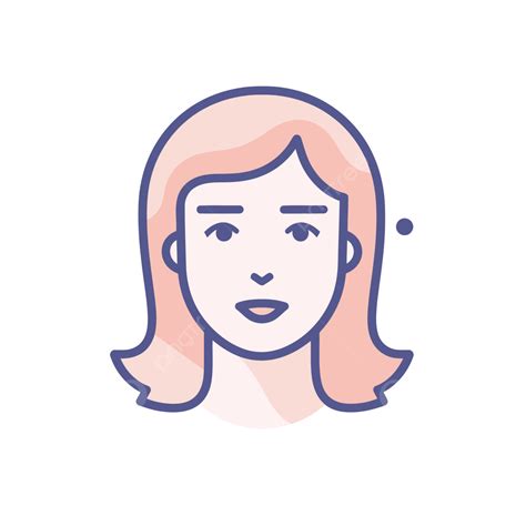 Cara De Mujer En Línea En Icono Plano Rosa Vector Png Juvenil Icono