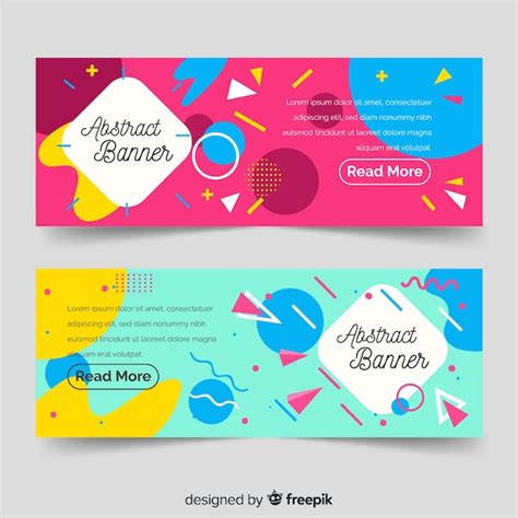 Banners abstractos modernos con diseño plano Vector Gratis