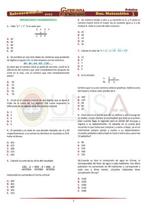 Examen Extraordinario UNSA 2019 Preguntas Unsa Extraordinario