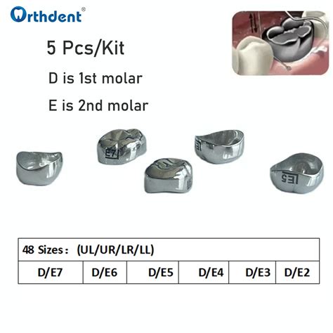 5 Pces kit Dentes Dentários Coroa Crianças Pré formado Molar Primário