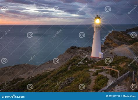 Castle Point Lighthouse Located Near The Village Of Castlepoint In The