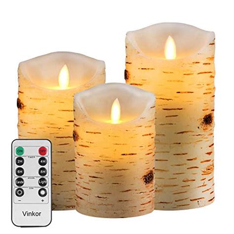 Vinkor Flameless Candles Flickering Candles Birch Bark Set Of 456