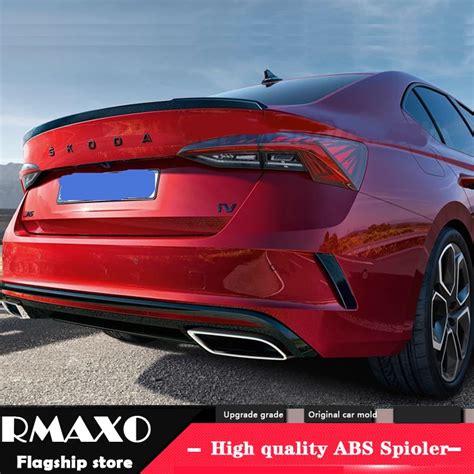 For Octavia Spoiler 2021 2022 Skoda Octavia Sedan Spoiler Rs K Abs Plastic Material Car Rear