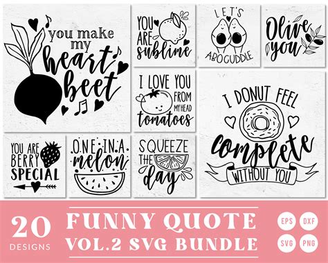 Funny And Cute Quote Svg Cutting File Bundle For Cricut Cameo Etsy