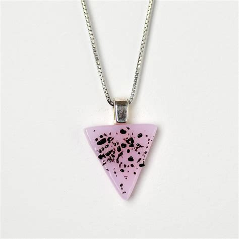 Gay Queer LGBTQ Pride Necklace Handmade Stained Glass Pink Triangle Necklace Pendant With