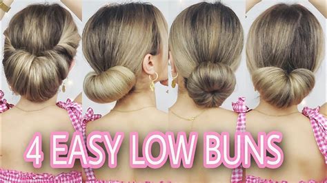 4 Perfect Low Bun Hairstyles 🍓 Medium And Long Hairstyles Youtube