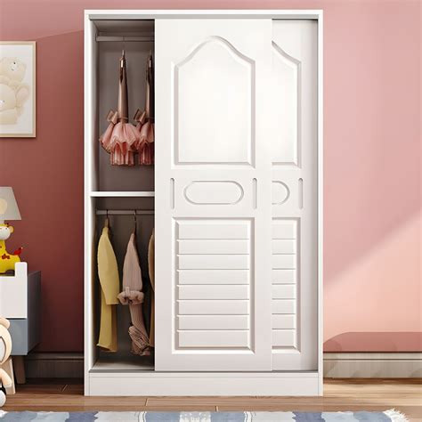 Contemporary Wood Wardrobe 2-Door Wardrobe Closet for Bedroom - White ...