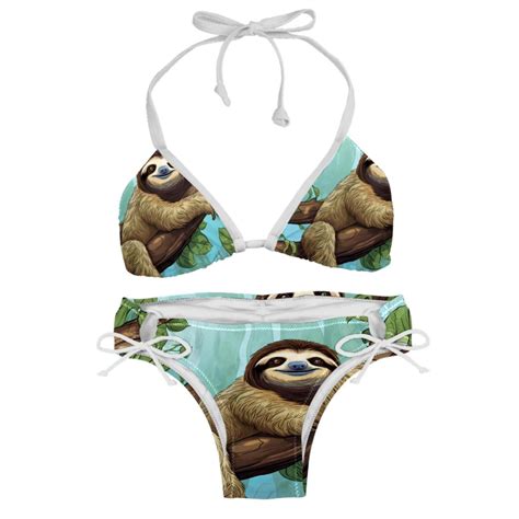 Sloth Detachable Sponge Adjustable Strap Bikini Set Swimsuit Two Pack