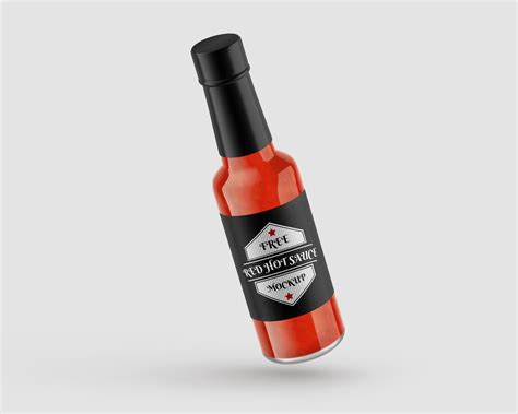 Free Red Hot Sauce Bottle Mockups Set Packaging Mockup