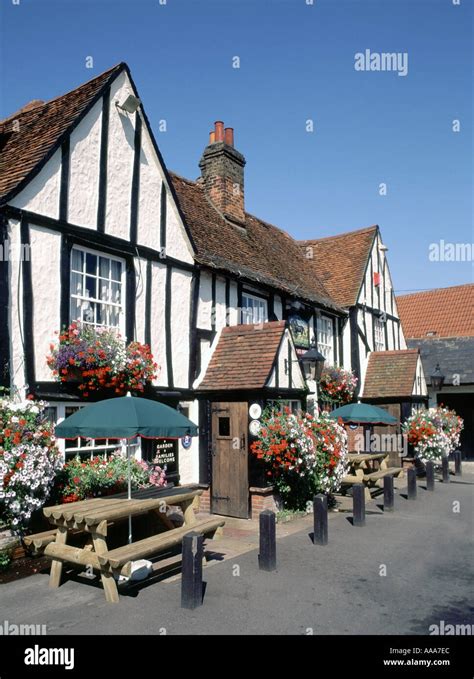 Brentwood Essex Half Timbered Black Horse Inn With Outdoor Tables And