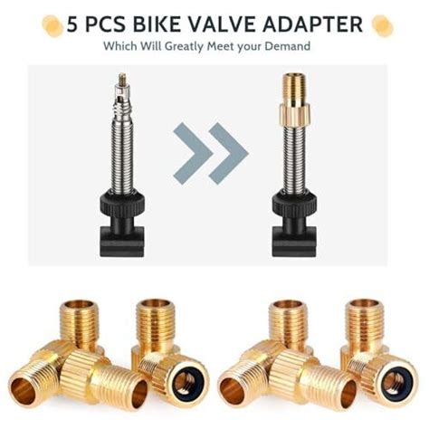 Brass Presta Valve Adaptor 5 PCS Convert Presta To Schrader Bike Pump