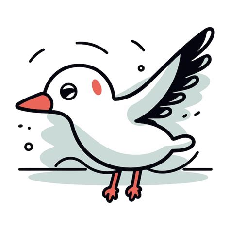 Premium Vector Cute Hand Drawn Vector Illustration Of A Flying Seagull