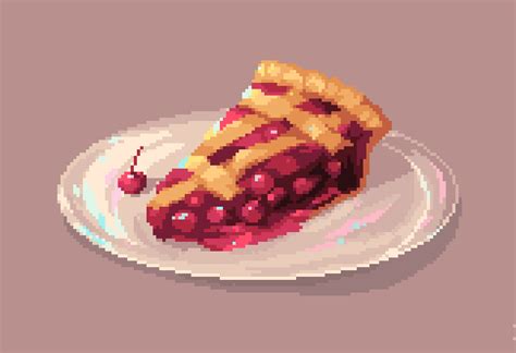 Piece Of Pixelated Pie On A Plate R PixelArt