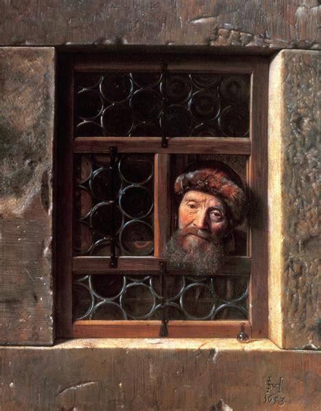 Old Man Looking Through A Window 1653 Samuel Dirksz Van Hoogstraten