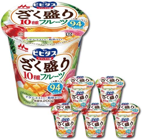 Amazon 【冷蔵】森永乳業 ビヒダスヨーグルト ざく盛り フルーツ 1ケース（6個） フルーツヨーグルト 【クール便