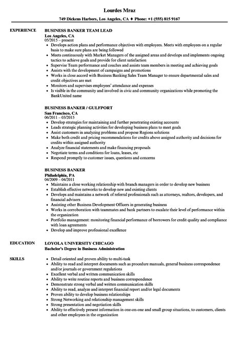 Business Banker Resume Sample