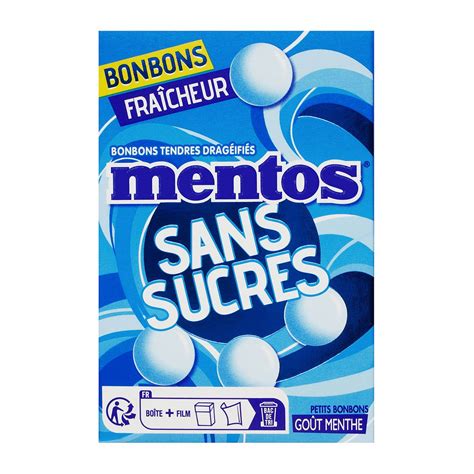 MENTOS Bonbons tendres dragéifiés à la menthe sans sucres 45 bonbons