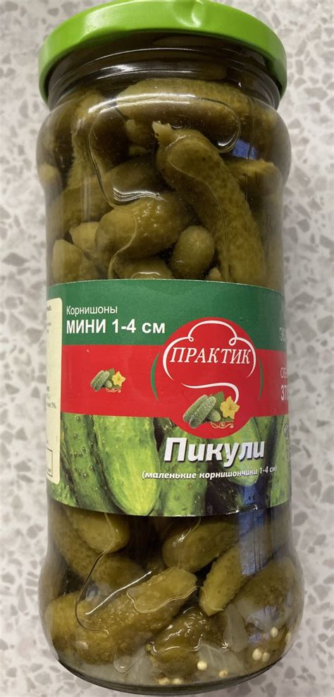Огурцы маринованные «Практик» Пикули корнишоны мини 370 мл, Индия | отзывы