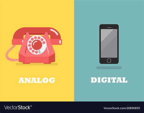 Retro phone in analog age and modern Royalty Free Vector