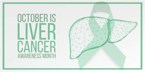 Liver Cancer Awareness Month Concept Banner With Emerald Green Ribbon Awareness And Text